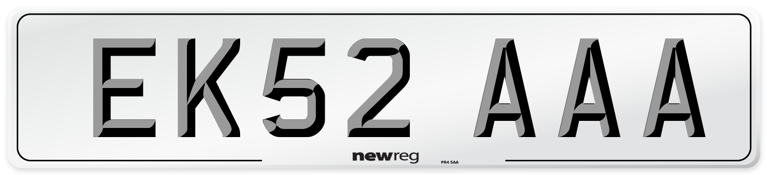 EK52 AAA Number Plate from New Reg